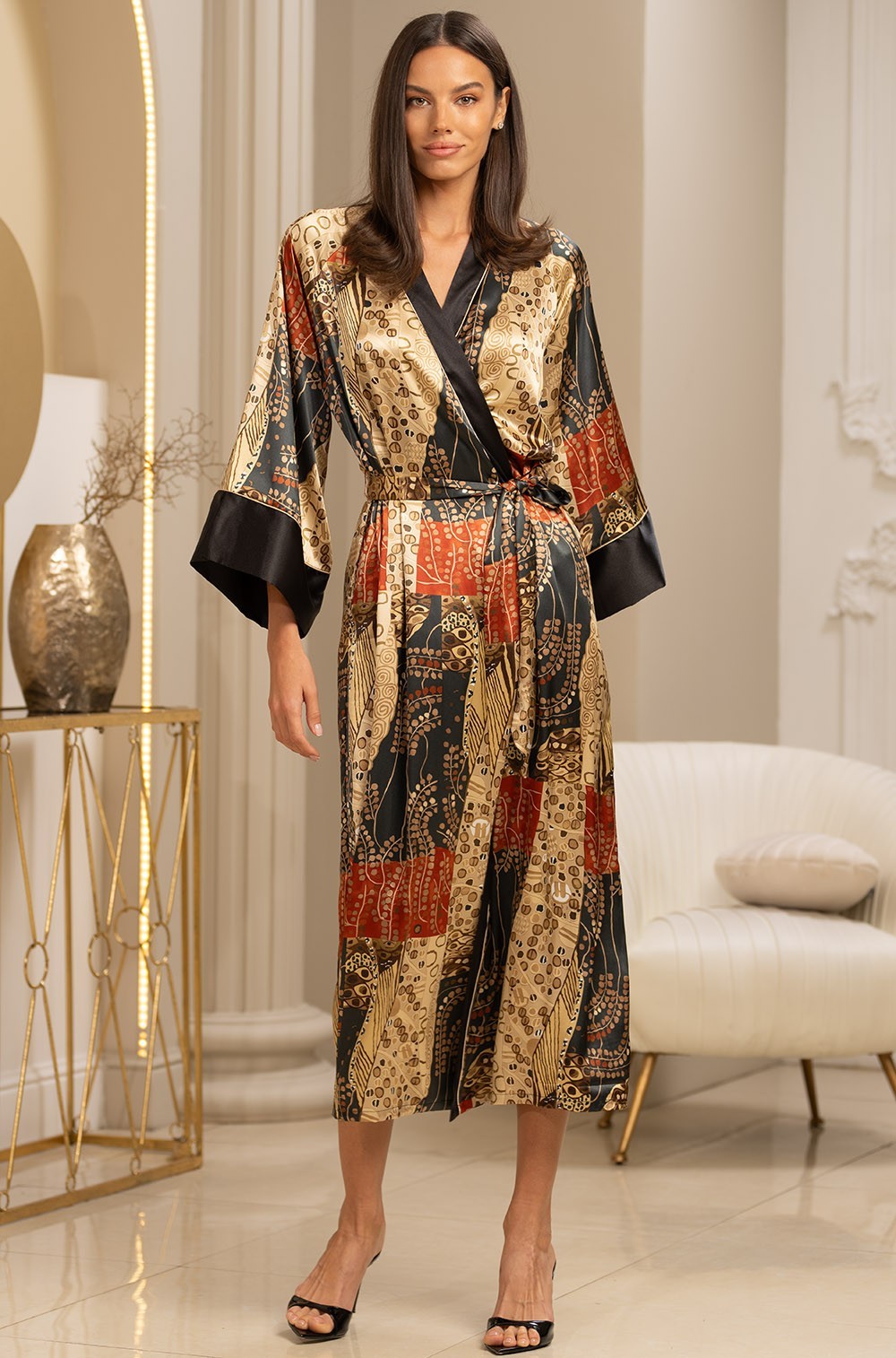 Длинный запашной халат Mia-Amore 4429 "Klimt"