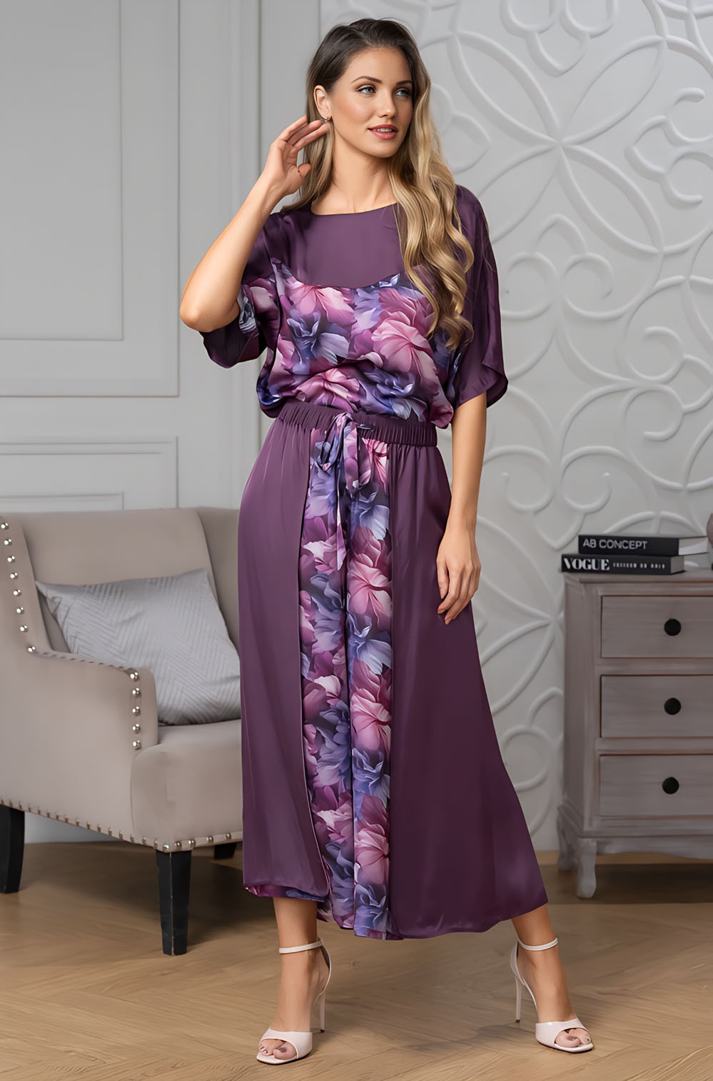 Комплект блуза и широкие брюки Mia-Amore 4456 "Kameya"