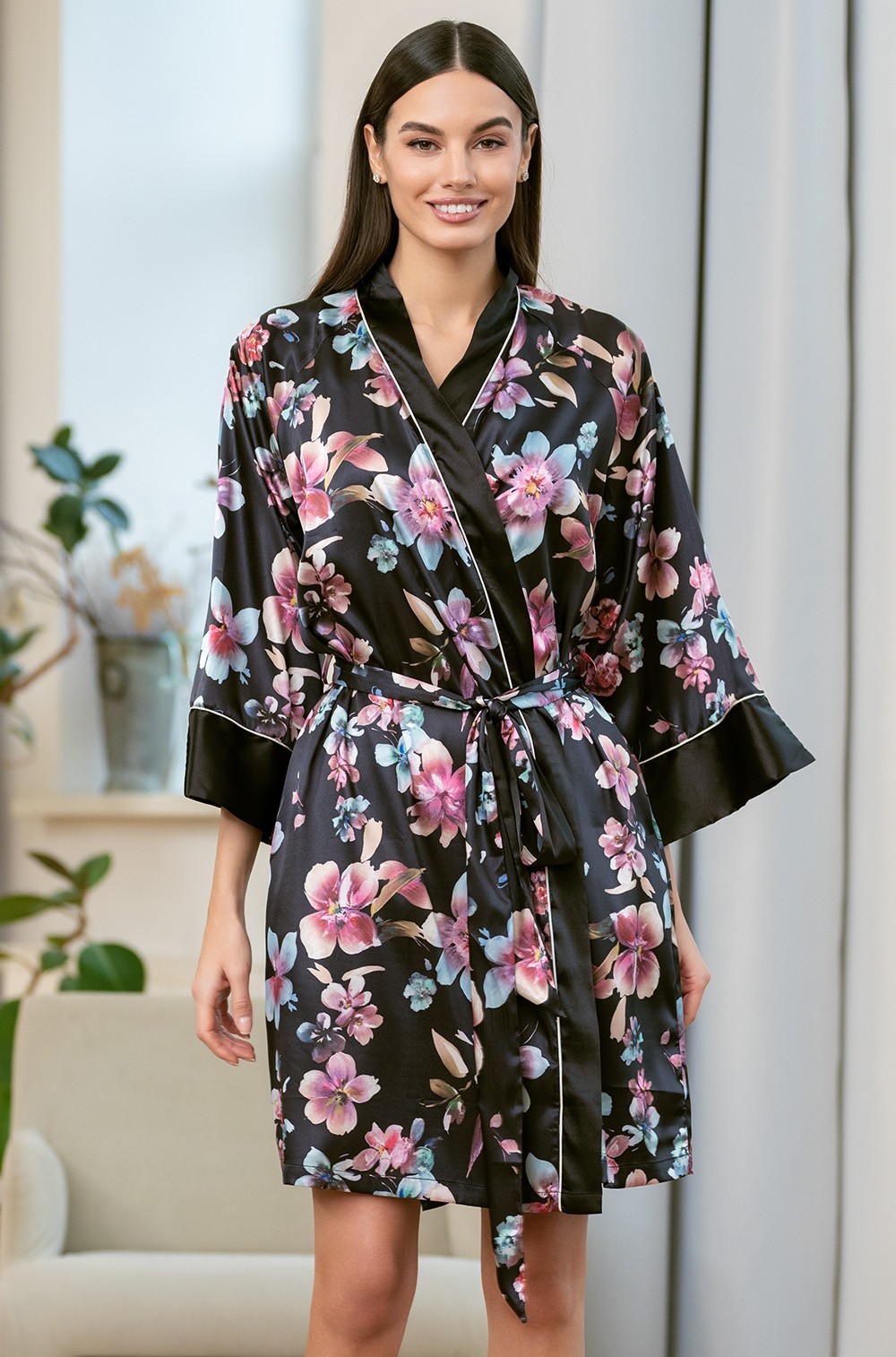 Короткий запашной халат Mia-Amore 4073 "Alicia"