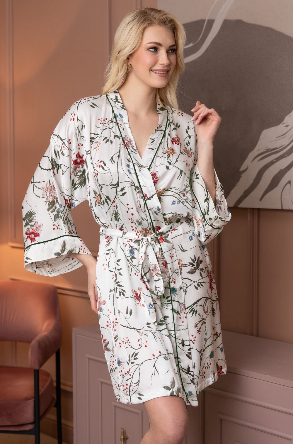 Короткий запашной халат кимоно Mia-Amore 3933 "Melody"