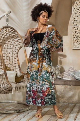 Длинный пляжный халат Mia-Amore 5349 "Palmetta"