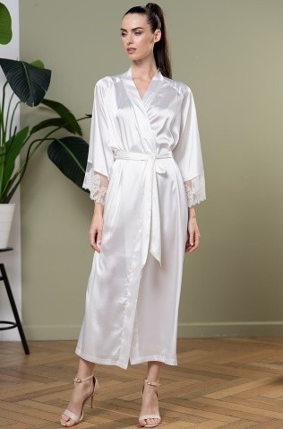 Длинный классический запашной халат Mia-Amore 3559 "White Swan"